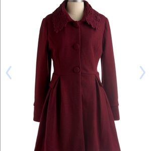 Collared Embroidered Swing Coat by Darling