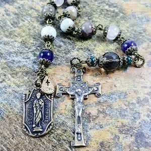 St Jude Pray for Me Solid Bronze Sterling Rosary