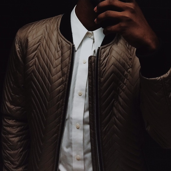 Beige gold bomber jacket