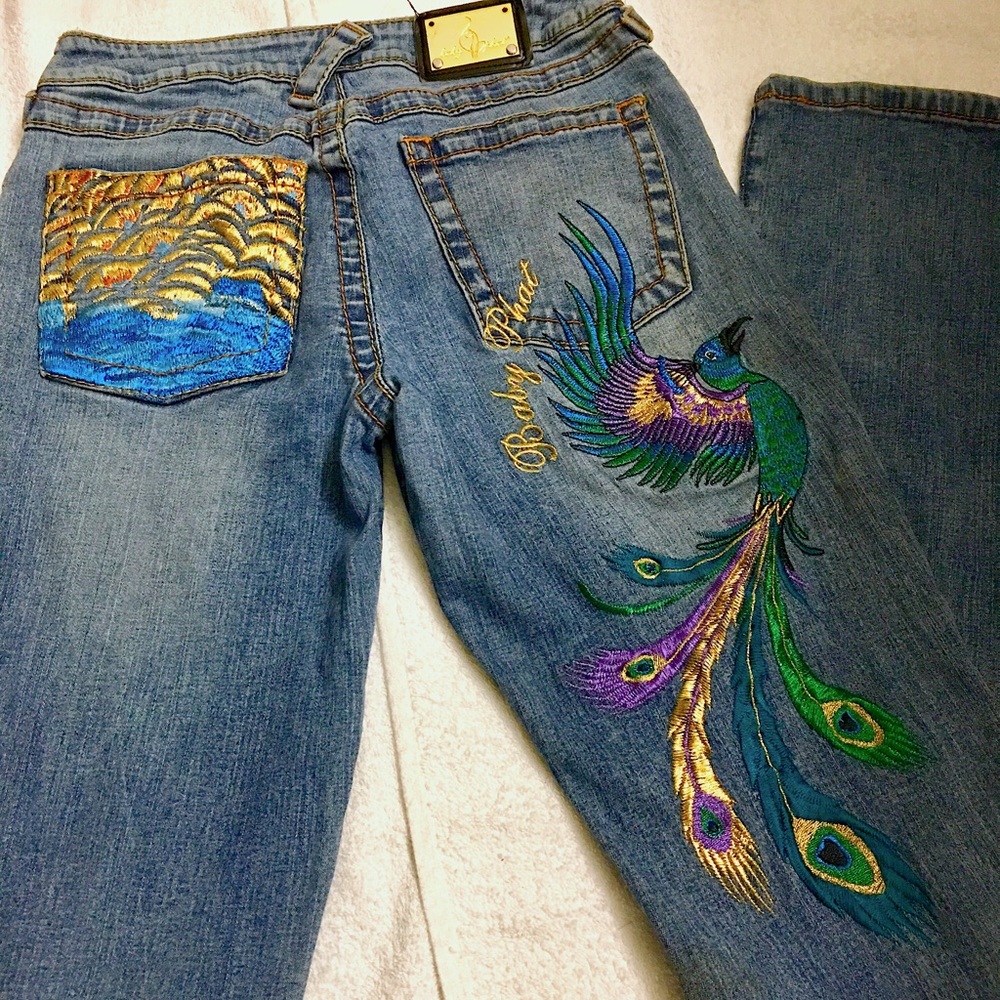 Baby Phat Peacock Embroidered Jeans
