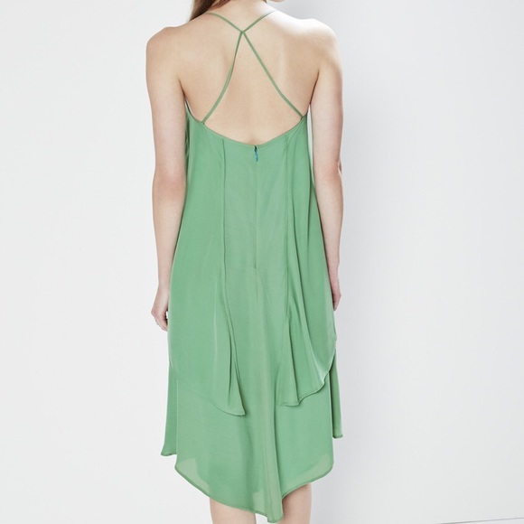 Rebecca Minkoff Lena Green Silk Hi-Low Cocktail. - Picture 4 of 4