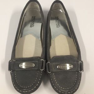 Michael Kors grey suede flats/loafers size 7.5