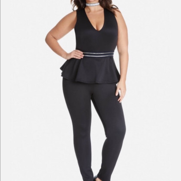 Sexy stretch peplum jumpsuit