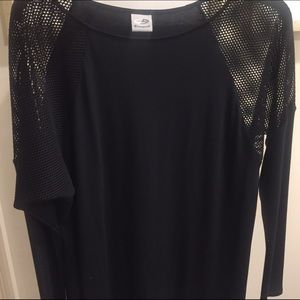 Black longsleeve workout tank with mesh shoulders