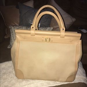 Beautiful Beige Vegan Canvas Bowler bag