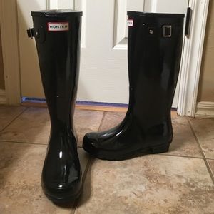 tall black hunter rain boots