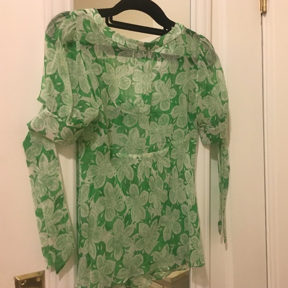 Green and cream Anthropologie Blouse - Picture 4 of 4