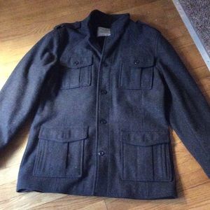 Men charcoal gray wool jacket!!
