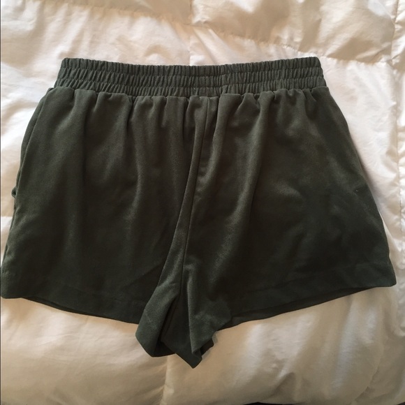 Olive suede shorts