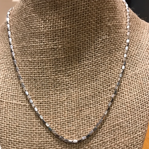 16" Sterling Silver Box Cut Necklace