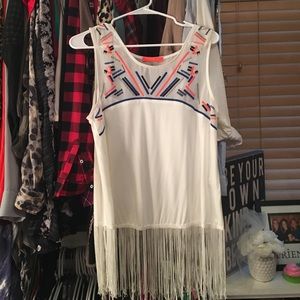 L cream fringe tank