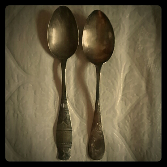 1885 antique sterling silver Spoons