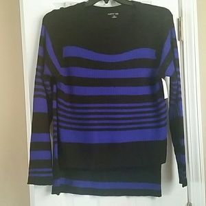 Stripe scoop sweater with matching skirt