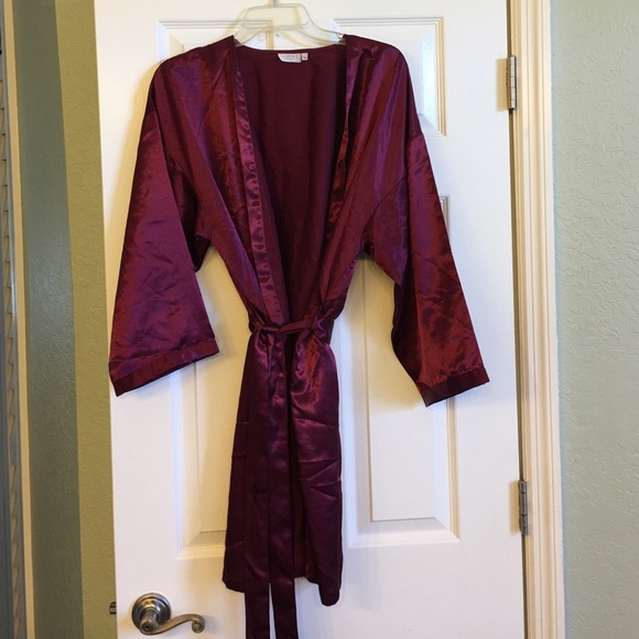 maroon silk robe