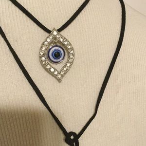 Deja Vu Designs Jewelry - Evil Eye Black Faux Suede Choker Wrap Necklace Deja Vu Designs Jewelry - Evil Eye Black Faux Suede Choker Wrap Necklace
