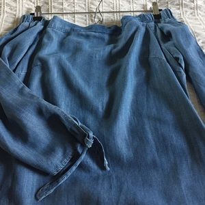 Off the should denim top