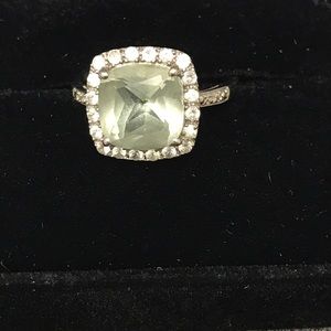 Light Green Topaz & White Sapphire Ring