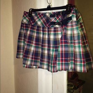 White blue plaid mini skirt