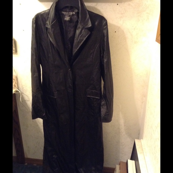 Black "Matrix" like faux leather coat.