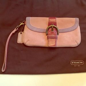 Authentic suede/leather Coach wristlet