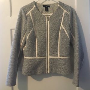 Faux-leather accented blazer