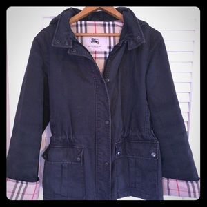 Navy blue Burberry London medium quilted jacket.