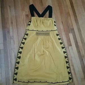 anthropologie mustard yellow dress w/pockets
