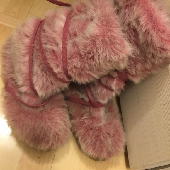 Pink Furry Boots