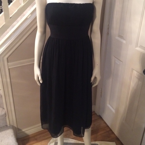 Black strapless silk dress