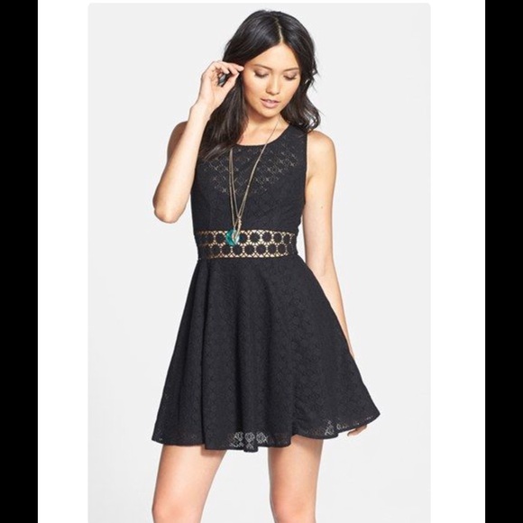 Free People black daisy fit and flare dress