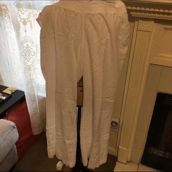 Old Navy White Linen Maternity Pants