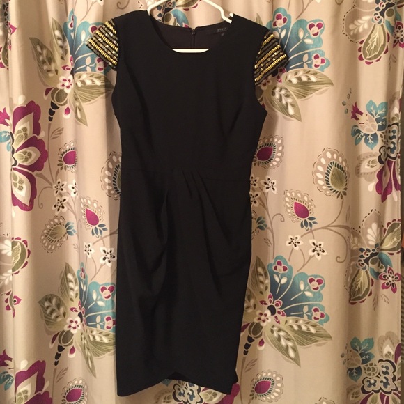 Guess size 4 black dress with sequined shoulders