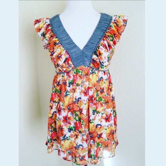 Anthropologie FEI Beautiful Floral Boho Blouse