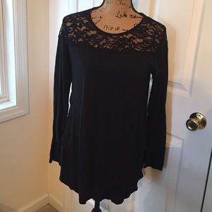 Black shirt with lace detail