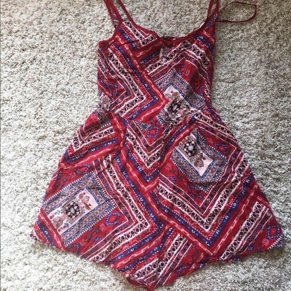 Red tribal print Romper - Picture 2 of 3
