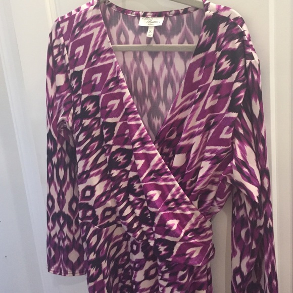Purple Print Faux Wrap Dress 2X - GORGEOUS