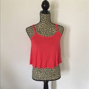 Hot pink/coral crop tank