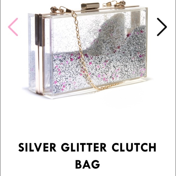 Skinnydip London silver glitter clutch