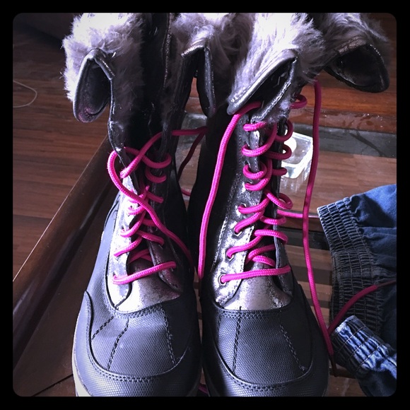 Lane Bryant Metallic and black winter boots 9w