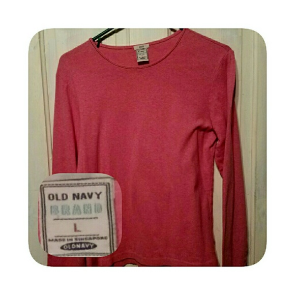 L) Old Navy vintage long sleeve crewneck stretch, pinkish red