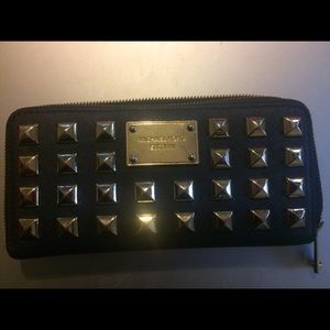 Navy Blue Pyramid Studded Michael Kors Wallet