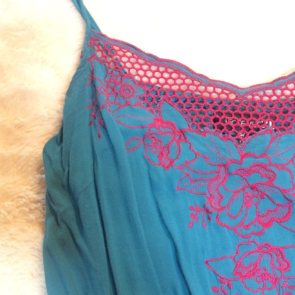 Forever 21 turquoise & dark pink dress