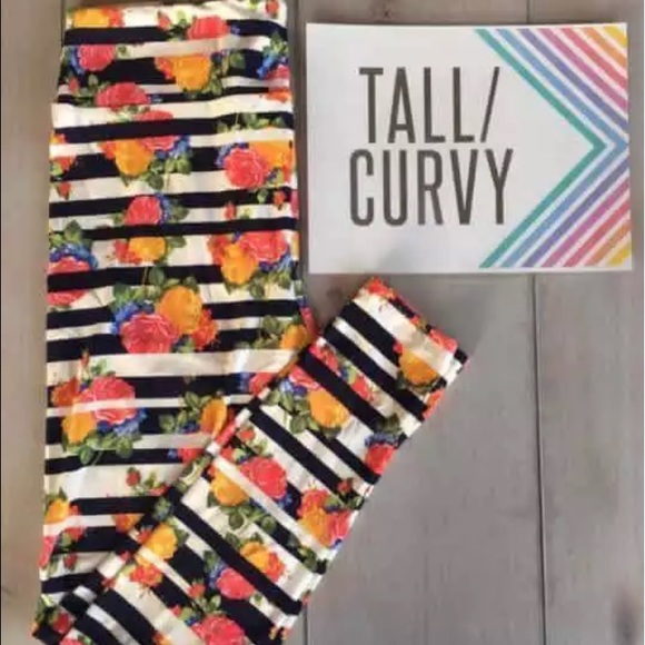 Brand new floral stripes TC lularoe leggings