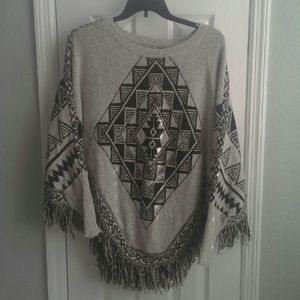 Aztec poncho sweater