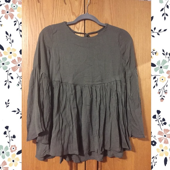 Peplum Army Green Top