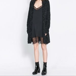 Zara gray slip dress with lace detail