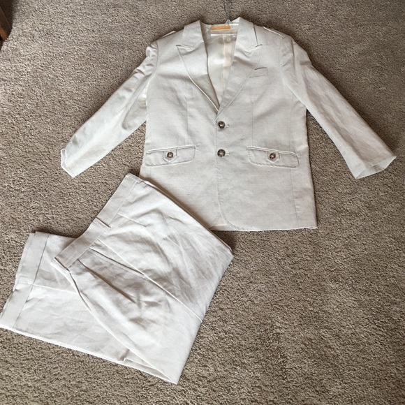 Donated Boys Beige Linen Suit by Steve Harvey