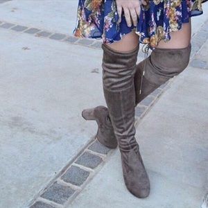 Taupe suede over the knee boots, must have