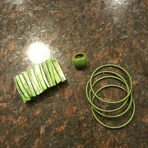 Green bracelets. ring NOT included