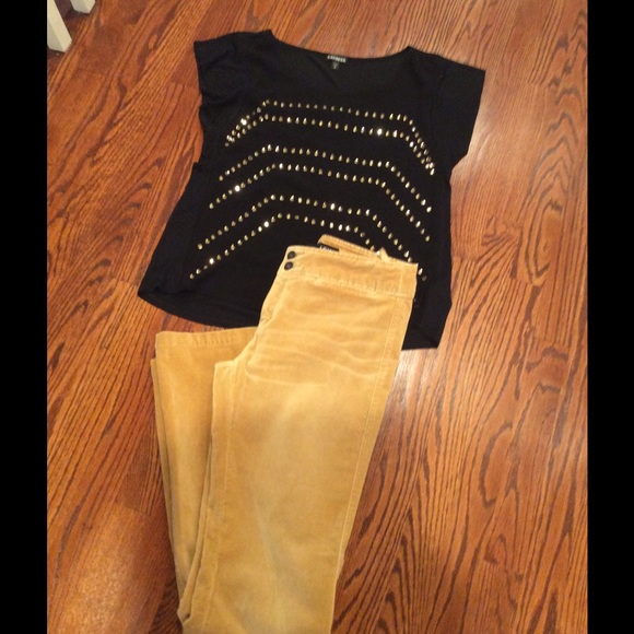Express camel color velvet boot cut pants SZ 5/6 - Picture 3 of 5